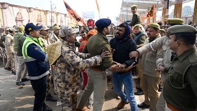 "January 22, 2024, is not merely a date in the calendar but heralds the advent of a new era," Modi said after he performed a series of rituals in the 'garbha griha (sanctum sanctorum)' with the consecration taking place during an 84-second 'Abhijeet muhurta' starting at 12.29 pm. (HT Photo/Deepak Gupta) "January 22, 2024, is not merely a date in the calendar but heralds the advent of a new era," Modi said after he performed a series of rituals in the 'garbha griha (sanctum sanctorum)' with the consecration taking place during an 84-second 'Abhijeet muhurta' starting at 12.29 pm. (HT Photo/Deepak Gupta)