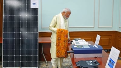 Prime Minister Narendra Modi during a meeting and decided that the government will launch 'Pradhanmantri Suryoday Yojana' (ANI) Prime Minister Narendra Modi during a meeting and decided that the government will launch 'Pradhanmantri Suryoday Yojana' (ANI)