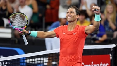 Rafael Nadal of Spain reacts after winning his match against Jason Kubler of Australia during the Brisbane International tennis tournament in Brisbane, Australia, Thursday, Jan. 4 (AP) Rafael Nadal of Spain reacts after winning his match against Jason Kubler of Australia during the Brisbane International tennis tournament in Brisbane, Australia, Thursday, Jan. 4 (AP)