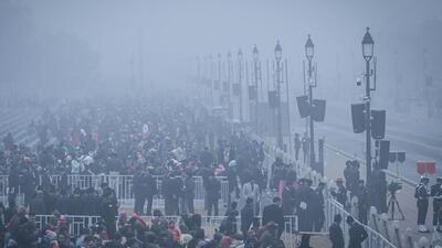 At Kartavya Path on Tuesday morning. (Raj K Raj/HT Photo) At Kartavya Path on Tuesday morning. (Raj K Raj/HT Photo)
