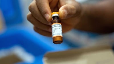 Europe Measles Surge: A vial of measles vaccine. (Reuters)