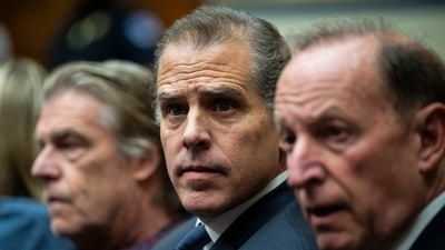 Hunter Biden, son of US President Joe Biden, centre, with attorneys Kevin Morris, left, and Abbe Lowell, right, during a House Oversight Committee markup on Capitol Hill in Washington, DC, US, on Wednesday, Jan. 10, 2024. The House Judiciary and Oversight committees are expected to recommend that the president's son be held in criminal contempt of Congress for refusing to comply with a subpoena in the ongoing impeachment inquiry into his father, President Joe Biden. (Bloomberg) Hunter Biden, son of US President Joe Biden, centre, with attorneys Kevin Morris, left, and Abbe Lowell, right, during a House Oversight Committee markup on Capitol Hill in Washington, DC, US, on Wednesday, Jan. 10, 2024. The House Judiciary and Oversight committees are expected to recommend that the president's son be held in criminal contempt of Congress for refusing to comply with a subpoena in the ongoing impeachment inquiry into his father, President Joe Biden. (Bloomberg)