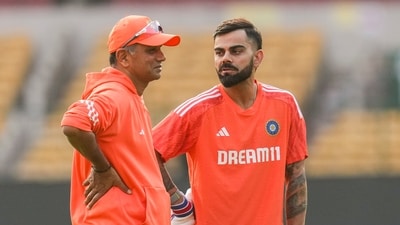 India's Virat Kohli with head coach Rahul Dravid during a practice session (PTI) India's Virat Kohli with head coach Rahul Dravid during a practice session (PTI)