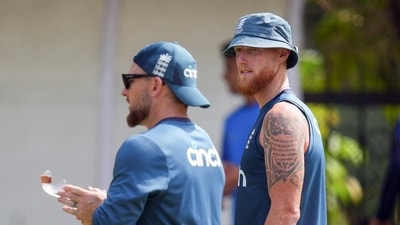 England's coach Brendon McCullum and captain Ben Stokes during a practice session (PTI) England's coach Brendon McCullum and captain Ben Stokes during a practice session (PTI)