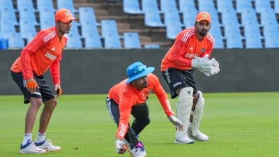 Indian players Shubman Gill, KL Rahul and Shreyas Iyer during a practice session (PTI) Indian players Shubman Gill, KL Rahul and Shreyas Iyer during a practice session (PTI)
