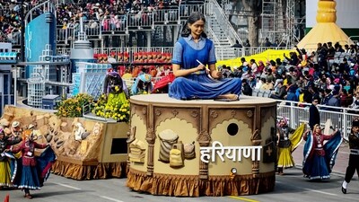 Haryana's tableau will display how women in their state are empowered through the government program 'Mera Parivar - Meri Pehchan'. (HT Photo/Raj K Raj) Haryana's tableau will display how women in their state are empowered through the government program 'Mera Parivar - Meri Pehchan'. (HT Photo/Raj K Raj)
