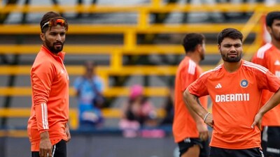 Rajat Patidar and Rinku Singh during a practice session (AFP/Getty) Rajat Patidar and Rinku Singh during a practice session (AFP/Getty)