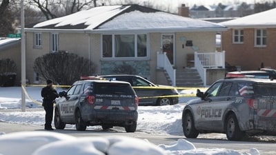 Police work at the scene of a shooting in Tinley Park on Sunday, Jan. 21, 2024 (Eileen T. Meslar/Chicago Tribune via AP) (AP) Police work at the scene of a shooting in Tinley Park on Sunday, Jan. 21, 2024 (Eileen T. Meslar/Chicago Tribune via AP) (AP)