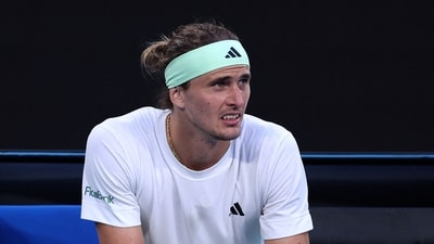 Germany's Alexander Zverev takes rest between the games against Britain's Cameron Norrie (AFP) Germany's Alexander Zverev takes rest between the games against Britain's Cameron Norrie (AFP)