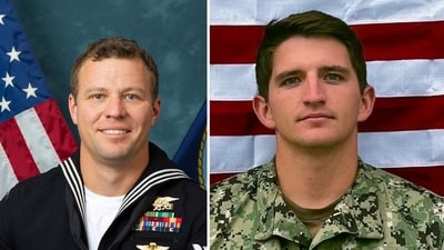 It has been revealed that Christopher Chambers (L) died trying to save Nathan Gage Ingram (R) (Department of Defense via AP)