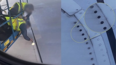 New York City bound Virgin Atlantic flight was cancelled on Jan 15, minutes before takeoff, after passenger spotted missing screws on the plane's wing. (Kennedy News & Media)