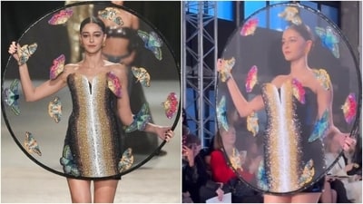 Ananya Panday debuts at Paris Haute Couture Week in Rahul Mishra. (Instagram)