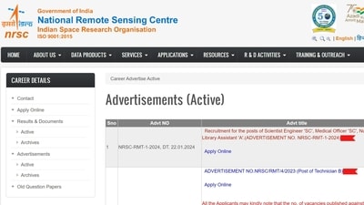 NRSC invites applications for Scientist/ Engineer 'SC' and other posts NRSC invites applications for Scientist/ Engineer 'SC' and other posts