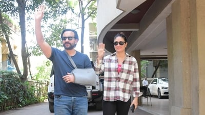 Saif Ali Khan and Kareena Kapoor photographed outside their home in Mumbai after his surgery. (Pic: Varinder Chawla) Saif Ali Khan and Kareena Kapoor photographed outside their home in Mumbai after his surgery. (Pic: Varinder Chawla)