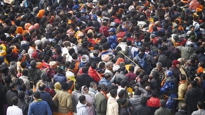 Heavy force deployed outside the Ram Temple to mannage the crowd in Ayodhya on Tuesday January 23, 2024. (Photo by Deepak Gupta Hindustan) Heavy force deployed outside the Ram Temple to mannage the crowd in Ayodhya on Tuesday January 23, 2024. (Photo by Deepak Gupta Hindustan)
