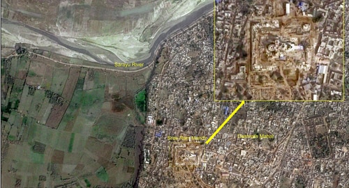 Ram Mandir from space. (ISRO) Ram Mandir from space. (ISRO)