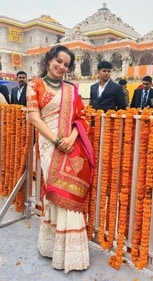 Kangana Ranaut looked regal in a Pankaj S Heritage saree (Photo: Instagram)