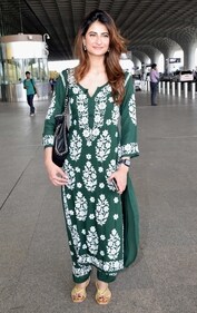 Palak Tiwari in a bottle green straight cut kurta (Photo: Yogen Shah)