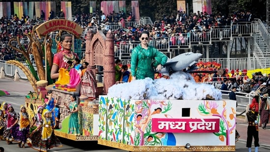Madhya Pradesh's tableau will illustrate the state's achievements in integrating women directly into the development process through its welfare schemes.&nbsp;(HT Photo/Raj K Raj)