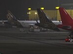 A view of shallow fog at IGI airport, in New Delhi 