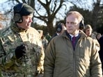 Britain's Chief of the General Staff, General Patrick Sanders (L) talks with Britain's Defence Secretary Grant Shapps. Britain's Chief of the General Staff, General Patrick Sanders (L) talks with Britain's Defence Secretary Grant Shapps.
