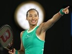 China's Zheng Qinwen celebrates victory against Russia's Anna Kalinskaya during their women's singles quarter-final match on day 11 of the Australian Open China's Zheng Qinwen celebrates victory against Russia's Anna Kalinskaya during their women's singles quarter-final match on day 11 of the Australian Open