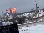 A Russian military transport plane crashes near Yablonovo, Belgorod eegion, Russia.