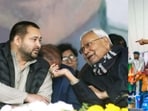 Bihar deputy CM Tejashwi Yadav (Left), CM Nitish Kumar, Congress leader Rahul Gandhi. Bihar deputy CM Tejashwi Yadav (Left), CM Nitish Kumar, Congress leader Rahul Gandhi.