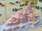 Screengrab from the video showing construction of the temple.