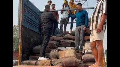 Assam police personnel after the drug bust. (Sourced photo/ HT)