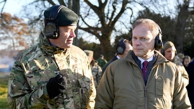 Britain's Chief of the General Staff, General Patrick Sanders (L) talks with Britain's Defence Secretary Grant Shapps. (AFP) Britain's Chief of the General Staff, General Patrick Sanders (L) talks with Britain's Defence Secretary Grant Shapps. (AFP)