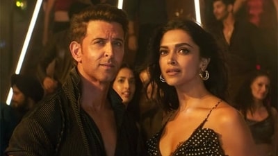 Deepika Padukone and Hrithik Roshan in a still from Fighter, directed by Siddharth Anand.