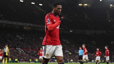 French striker #09 Anthony Martial leaves the game, substituted during the English Premier League football match between Manchester United and Bournemouth (AFP)