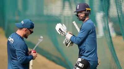 England's Ben Foakes attends a practice session ahead of their first Test match against India in Hyderabad (AP)