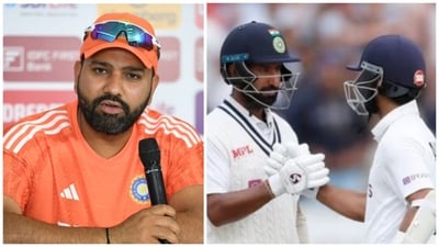 Rohit addressed the future of Pujara and Rahane ahead of the 1st England Test (PTI-Getty Images) Rohit addressed the future of Pujara and Rahane ahead of the 1st England Test (PTI-Getty Images)