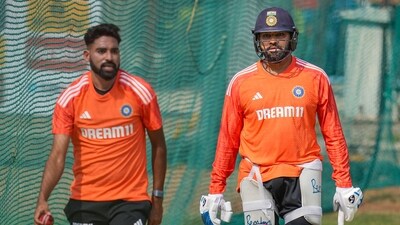 India's captain Rohit Sharma with teammate Mohammed Siraj during a practice session ahead of the first Test vs England (PTI) India's captain Rohit Sharma with teammate Mohammed Siraj during a practice session ahead of the first Test vs England (PTI)