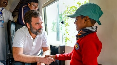 Congress leader Rahul Gandhi during the 'Bharat Jodo Nyay Yatra', in Bongaigaon district, Assam. (PTI) Congress leader Rahul Gandhi during the 'Bharat Jodo Nyay Yatra', in Bongaigaon district, Assam. (PTI)