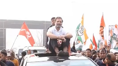Rahul Gandhi resumes Bharat Jodo Nyay Yatra. (PTI) Rahul Gandhi resumes Bharat Jodo Nyay Yatra. (PTI)