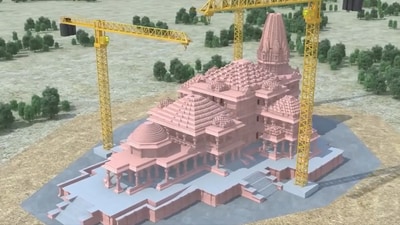 Screengrab from the video showing construction of the temple. (X/Harsh Goenka) Screengrab from the video showing construction of the temple. (X/Harsh Goenka)