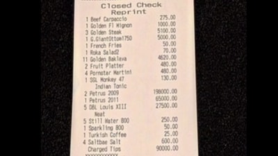 Snapshot of the bill shared by Salt Bae. (Instagram/@nusr_et)