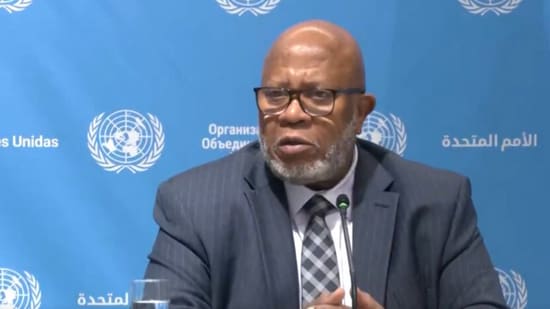 United Nations General Assembly President Dennis Francis in Jaipur on Wednesday. (ANI)