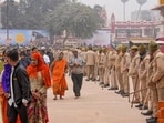 Ayodhya: Devotees arrive at the Ram Mandir on a cold winter morning, in Ayodhya, Wednesday, Jan. 24, 2024. Ayodhya: Devotees arrive at the Ram Mandir on a cold winter morning, in Ayodhya, Wednesday, Jan. 24, 2024.