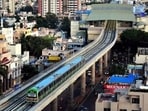 A train on the Green Line of Namma Metro in Bengaluru. 