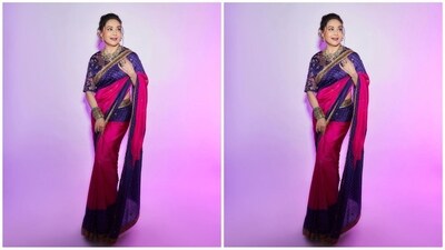 On Thursday, Madhuri gave her fans a sweet surprise as the actress took to Instagram and uploaded a series of ethereal pictures accompanied by the caption "A pop of pink, a dash of grace". Madhuri's post quickly went viral on social media, garnering over 200k likes and several comments from fans who couldn't stop gushing over her look. (Instagram/@madhuridixitnene) On Thursday, Madhuri gave her fans a sweet surprise as the actress took to Instagram and uploaded a series of ethereal pictures accompanied by the caption "A pop of pink, a dash of grace". Madhuri's post quickly went viral on social media, garnering over 200k likes and several comments from fans who couldn't stop gushing over her look. (Instagram/@madhuridixitnene)