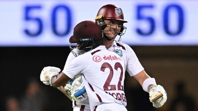 The West Indies' Joshua Da Silva, right, is congratulated by teammate Kavem Hodge (AP) The West Indies' Joshua Da Silva, right, is congratulated by teammate Kavem Hodge (AP)