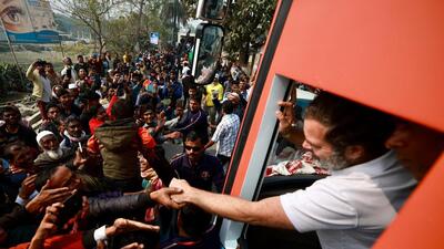 Congress leader Rahul Gandhi during the Bharat Jodo Nyay Yatra in Assam’s Bongaigaon. (PTI) Congress leader Rahul Gandhi during the Bharat Jodo Nyay Yatra in Assam’s Bongaigaon. (PTI)