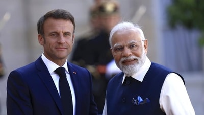French President Emmanuel Macron and Prime Minister Narendra Modi. (AP) French President Emmanuel Macron and Prime Minister Narendra Modi. (AP)