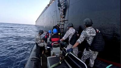 Indian Navy’s explosive ordnance disposal specialists undertook a thorough examination of the merchant vessel and declared it safe for port entry (Indian Navy Photo) Indian Navy’s explosive ordnance disposal specialists undertook a thorough examination of the merchant vessel and declared it safe for port entry (Indian Navy Photo)
