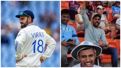 Here's how Virat Kohli fever hit Hyderabad on Day 1 of 1st Test (PTI-X@TheBharatArmy) Here's how Virat Kohli fever hit Hyderabad on Day 1 of 1st Test (PTI-X@TheBharatArmy)