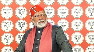 Prime Minister Narendra Modi attends the 'NaMo Nav Matadata Sammelan' for first-time voters, via video conferencing, in New Delhi on Thursday. (ANI) Prime Minister Narendra Modi attends the 'NaMo Nav Matadata Sammelan' for first-time voters, via video conferencing, in New Delhi on Thursday. (ANI)